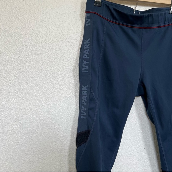 IVY PARK- Mesh Insert Logo Band Navy Leggings M - Picture 6 of 7